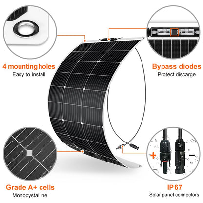 DOKIO 100W Flexibles Solarmodul - Monokristallin 12V