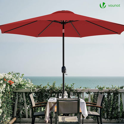 VOUNOT Sonnenschirm 270 cm, knickbar mit Kurbel, UV-Schutz, Rot