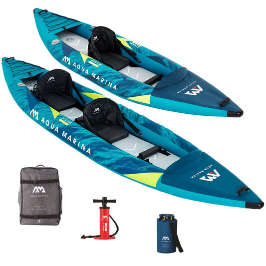 Aqua Marina Steam-412 2er Kajak aufblasbar Set - 412 cm. Ein langes, aufblasbares Zweierkajak zum Paddeln auf Gewässern.