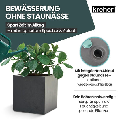 Kreher Millennium Pflanzkübel 40 L Anthrazit, Naturstein-Optik