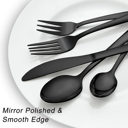 Pleafind Besteck Set 12 Personen, 72-teilig, Edelstahl, schwarz