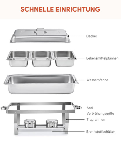 Wilprep Chafing Dish Warmhaltebehälter – 2er Set, 9L, 3x1/3 GN
