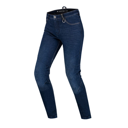 SHIMA DEVON Motorradjeans. Dunkelblaue, belüftete Slim Fit Jeans für optimalen Schutz und Komfort beim Motorradfahren.
