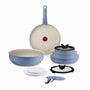 Tefal Ingenio Serenity Kochgeschirr-Set 11-teilig, Blue Salt, aus Aluminium mit abnehmbarem Griff