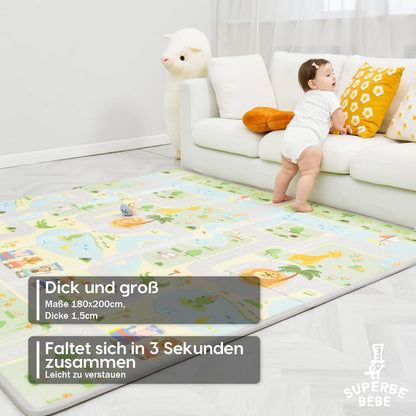 SUPERBE BEBE Krabbelmatte Spielmatte faltbar 180x200 cm XPE-Schaum