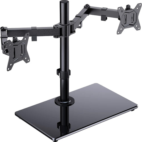ErGear Monitor Halterung 2 Monitore, 13-32 Zoll, VESA 75/100 – Doppelmonitorarm mit Edelstahl-Standfuss