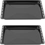 ICQN Backblech 2er Set emailliert 46,5 × 37 × 3 cm für Siemens & Bosch, zwei rechteckige Bleche für den Backofen