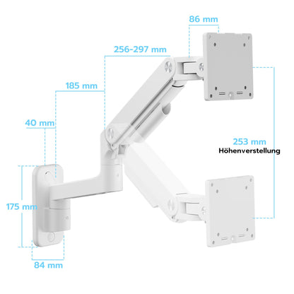 ARES WING Wandhalterung für PC/TV Monitor 17-49 Zoll, 20kg – Weiss