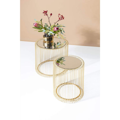 Kare Design Beistelltisch Wire (2er-Set) - Gold Messing, verspiegelt