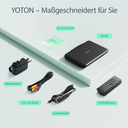 YOTON YD105 Tragbarer DVD-Player 12,5 Zoll mit HD-Drehbildschirm