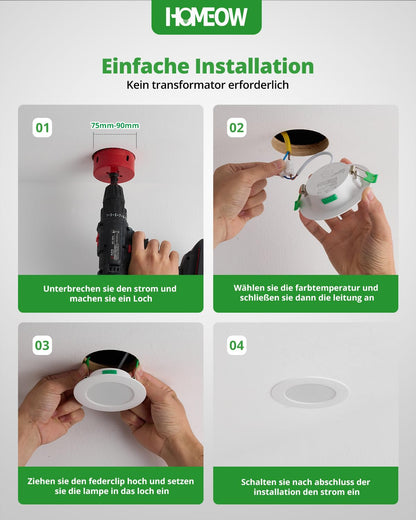 **HOMEOW 20er Set LED Einbaustrahler dimmbar 7W IP44 – wählbar**
