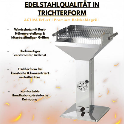 ACTIVA Holzkohlegrill Erfurt mit höhenverstellbarem Grillrost