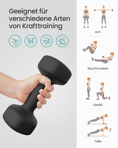 SONGMICS Kurzhanteln 2er Set, 2 x 6 kg, Hexagon, Neopren, schwarz