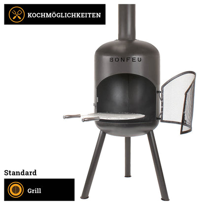 BonFeu BonBono Terrassenofen Gartenofen – Feuersäule Schwarz
