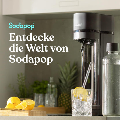 Sodapop Logan Wassersprudler - Matt Schwarz, inkl. Glas- & PET-Flaschen