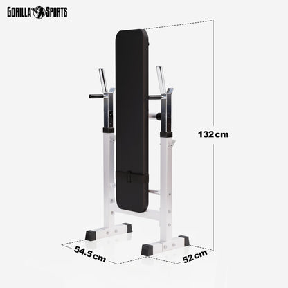 GORILLA SPORTS® Hantelbank mit Langhantelset – Klappbar