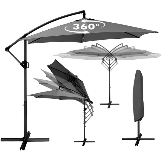 Deuline® Mallorca-Elite Ampelschirm – Ø300 cm 360° drehbar, runder Schirm, spendet auf Terrasse oder Garten flexibel Schatten.