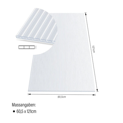KARAT Stegplatten Polycarbonat transparent 4 mm 14 Stück 60,5 x 121 cm