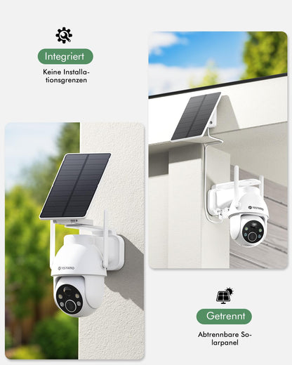 YESYAMO 2K Überwachungskamera Aussen, Akku Solar, Farbnachtsicht