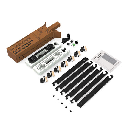 TSMST Schiebetürsystem Schienen-Set 243cm J-Form Holztür Schwarz