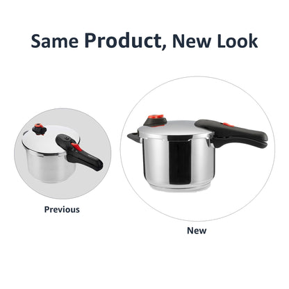 Amazon Basics Schnellkochtopf Edelstahl 6 l mit Dampfgarer