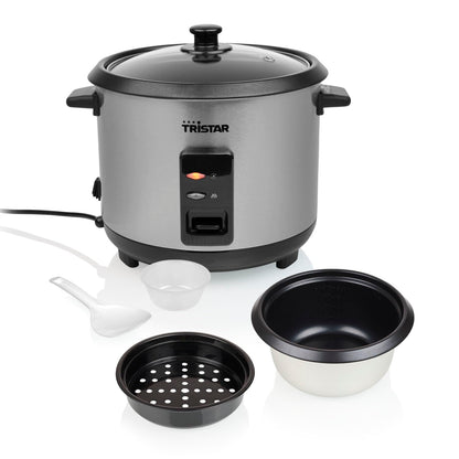 Tristar RK-6145 Reiskocher mit Dampfgaraufsatz, 1,5 L, Edelstahl