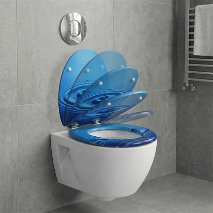 SINOBATH WC-Sitz mit Absenkautomatik, MDF, antibakteriell, Navy Blau
