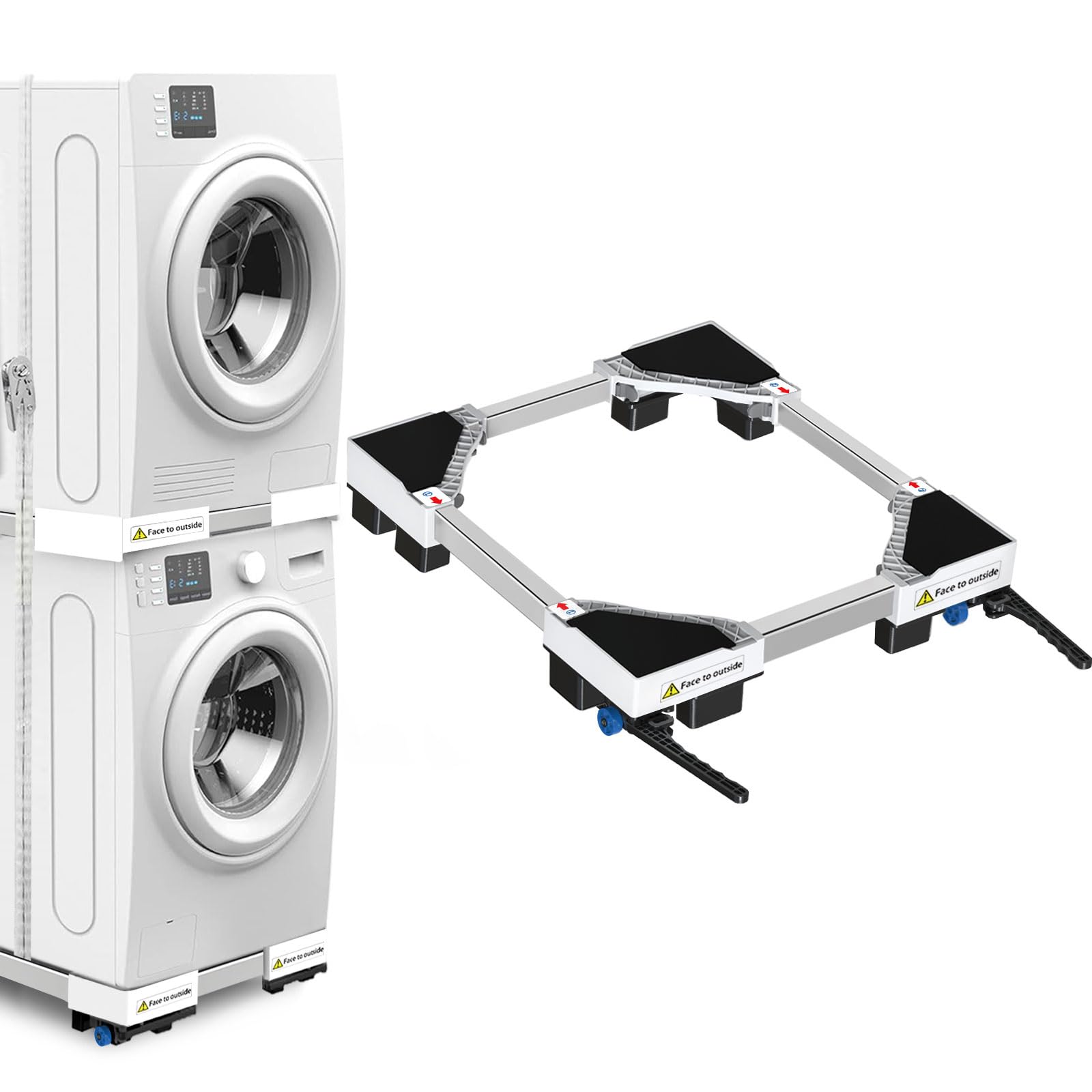 NIUXX Universal-Waschmaschinenbasis W016, Transportroller, 400 kg – Edelstahlgestell mit Rollen und Bremsen