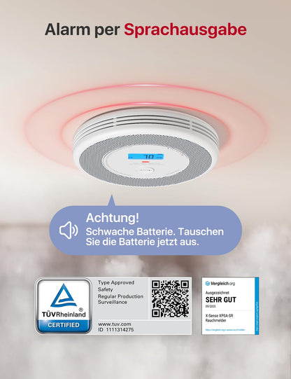 X-Sense XP0A-SR Rauch- und CO-Melder mit Sprachausgabe, 2er-Pack