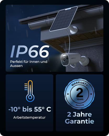 Reolink Argus Eco Ultra 4K Solar WLAN Überwachungskamera mit Akku