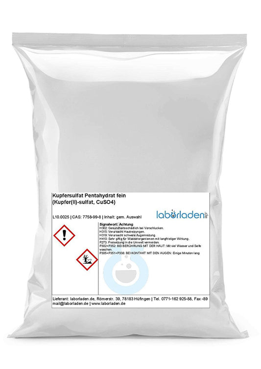 Kupfersulfat Pentahydrat Granulat Laborqualität - 25kg, blaues Granulat. Zur Verwendung als Reagenz in Labor und Industrie.