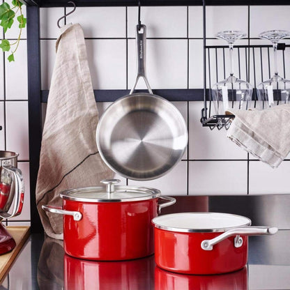 KitchenAid Steel Core Enamel Stielkasserolle 16cm Empire Rot