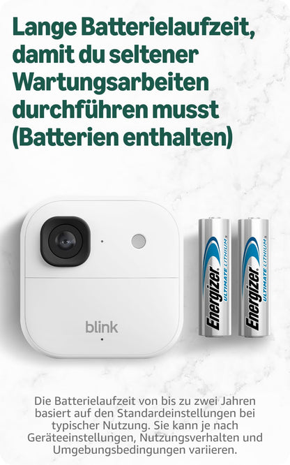 Blink Aussenkamera 2K+ Kabellose Überwachungskamera IP65, Weiss