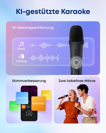 soundcore Rave 3S Party-Lautsprecher mit KI-Karaoke und 2 Mikros