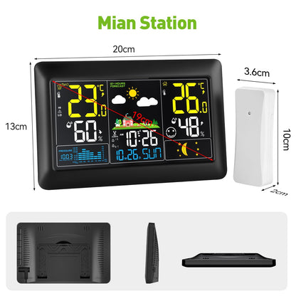 vonivi Wetterstation Funk mit Aussensensor, 7,5-Zoll-VA-Display, DCF