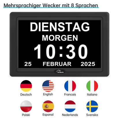 WallarGe Digitale Demenzuhr WSC701-B, 7-Zoll-Display, schwarz