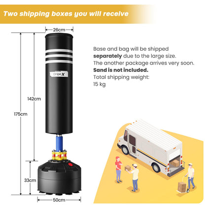Dripex 175cm Standboxsack Erwachsene – Freistehend MMA Saugfuss