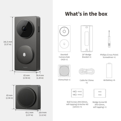 Aqara Smart Türklingel Kamera G410 mit Chime - 2K Matter Hub
