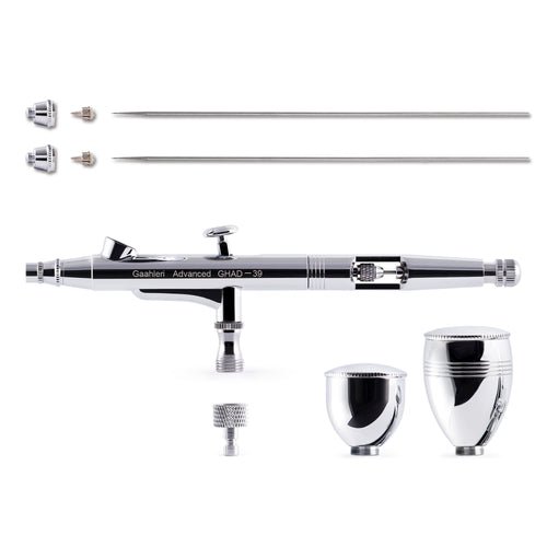 Gaahleri GHAD-39 Airbrush-Set Dual-Action mit 0,35 & 0,5 mm Düsen, zwei Schwerkraft-Flüssigkeitsbecher
