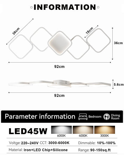 Modern LED Deckenleuchte dimmbar Fernbedienung 45W 92x31cm