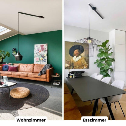 Lightswing® Single Aufhängesystem Hängelampe - Matt Schwarz 90cm