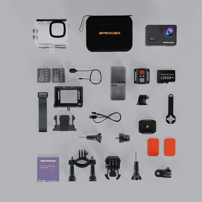 Apexcam M90 Action Cam 4K 60FPS 64MP wasserdicht mit 128GB Karte