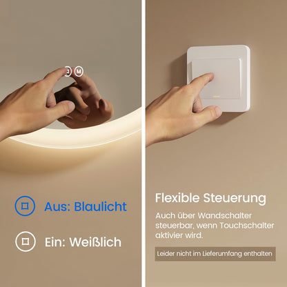 EMKE Badspiegel Rund 50cm – Dimmbare LED-Beleuchtung, Antibeschlag