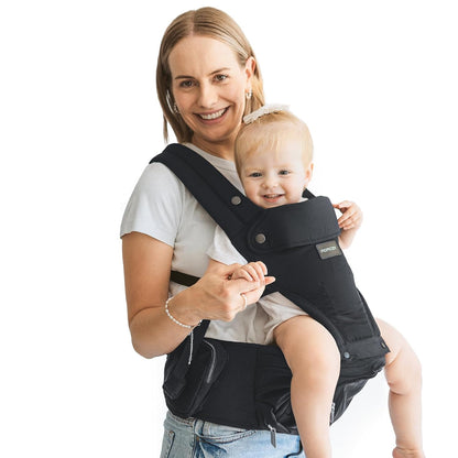 Momcozy Babytrage mit Hüftkissen 2-in-1 – Schwarz