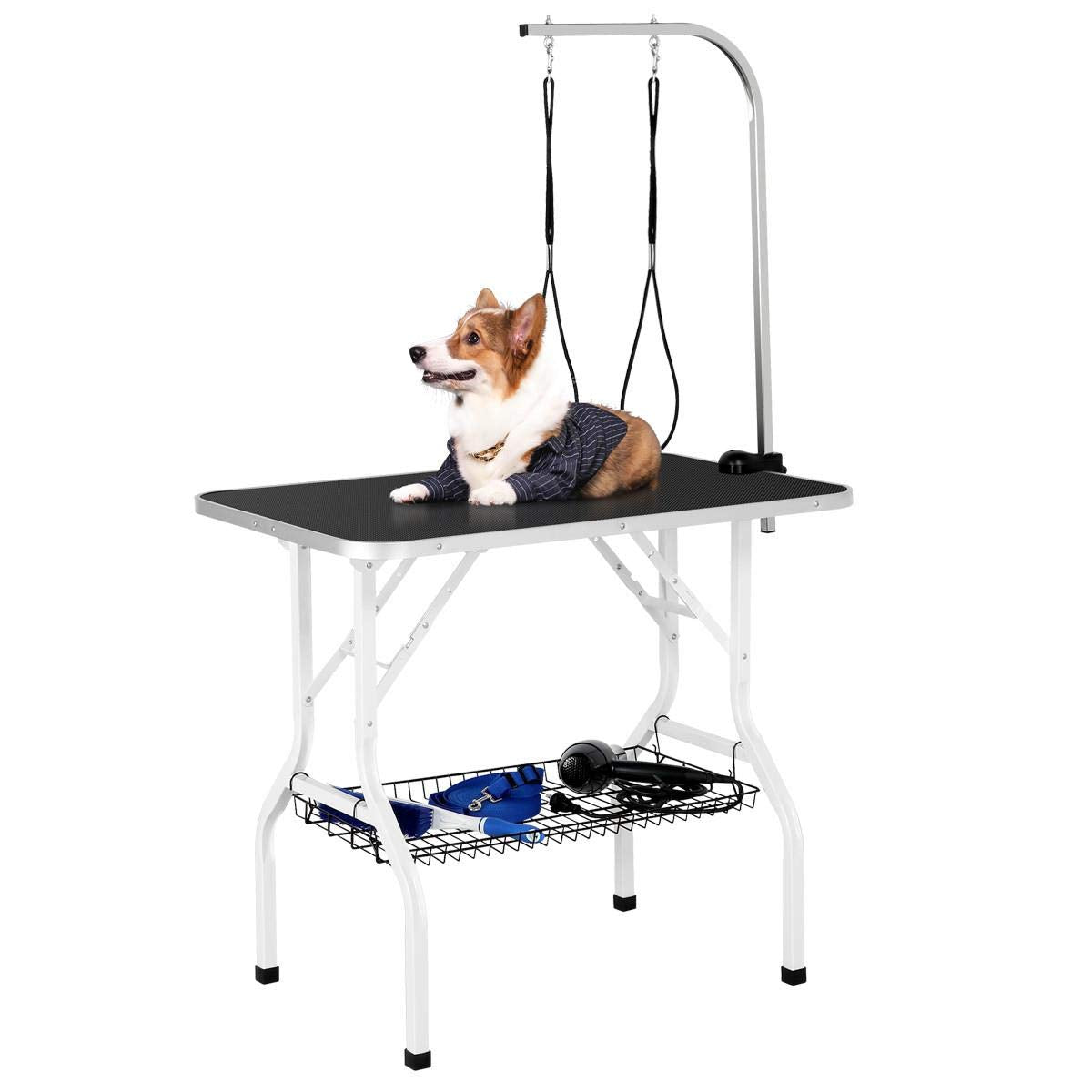 Yaheetech Hundepflegetisch Trimmtisch, faltbar, bis 100 kg, schwarz