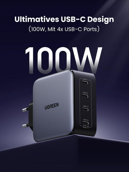 UGREEN Nexode 100W USB-C GaN Ladegerät mit 4 USB-C Ports