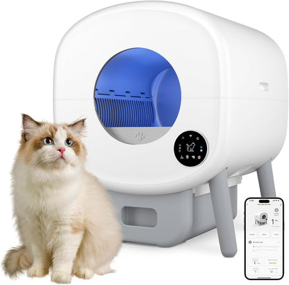 PHOTONSPACE Selbstreinigende Katzentoilette XXL 95L mit App-Steuerung aus ABS-Kunststoff