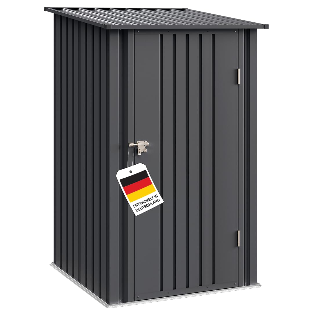 STEELSØN Timir Gerätehaus Metall mit Pultdach, 103x100 cm, Anthrazit aus verzinktem Stahl