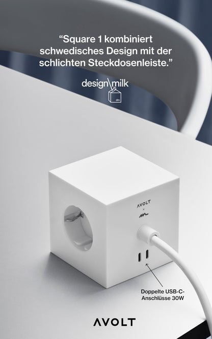 Avolt Square 1 Steckdosenwürfel USB-C Shark Blue 1.8m