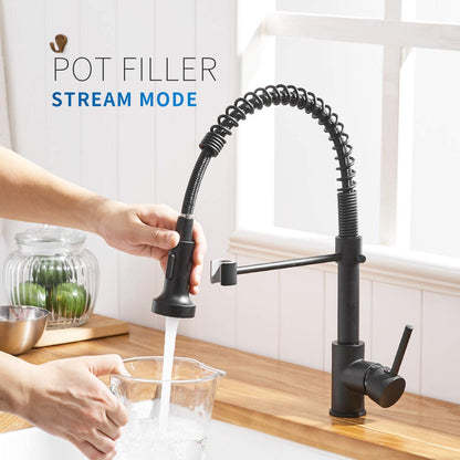 TIMACO Küchenarmatur Niederdruck – Schwarz mit Brause